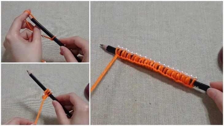 Декор из обычного карандаша и остатков пряжи