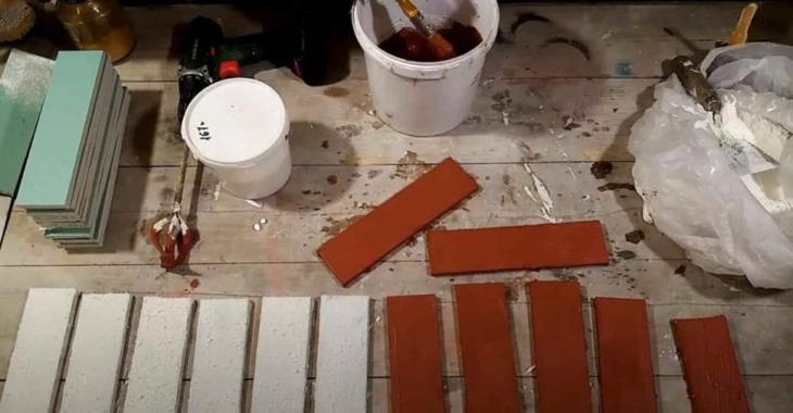 Декоративные кирпичики из гипсокартона