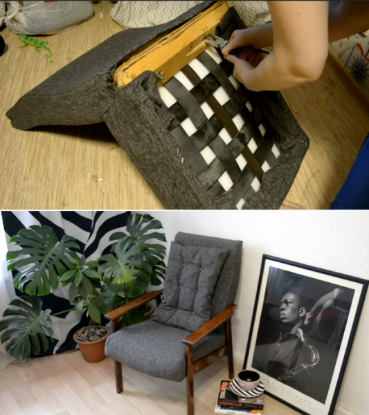 Как потрепанное советское кресло превратить в стильный предмет мебели