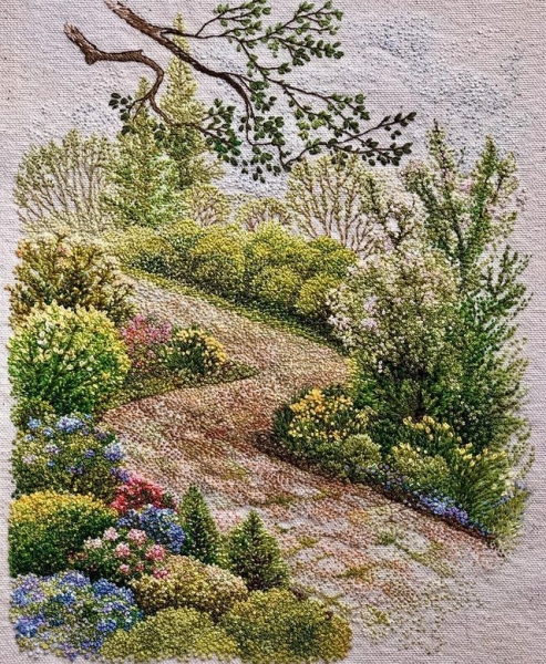 Вышитые пейзажи от Катрин Вейтс