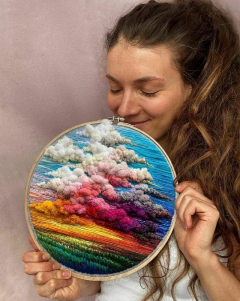 Вышитые пейзажи российской художницы Веры Шимуни