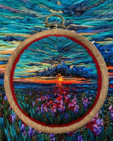Вышитые пейзажи российской художницы Веры Шимуни