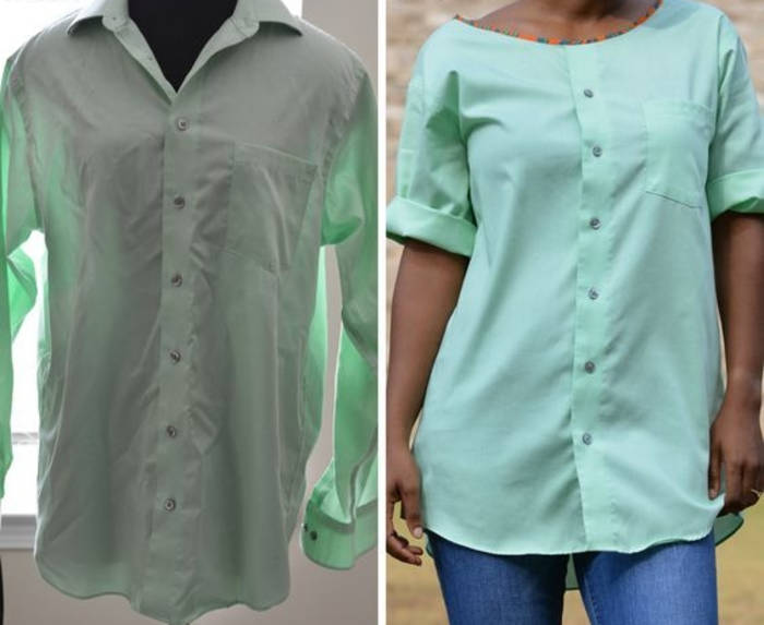 5 летних блуз и платьев из старой мужской рубашки