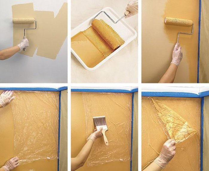 Как стильно покрасить стены без лишних трат, используя обычную губку, тряпку и веник