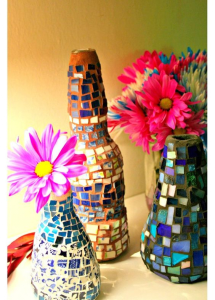 Поделки из стеклянных бутылок