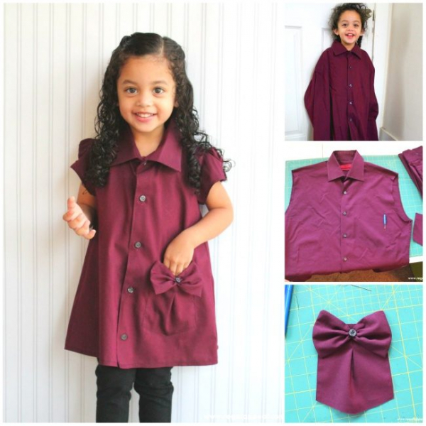 Превращаем старые рубашки в очаровательные летние платьица для девочки