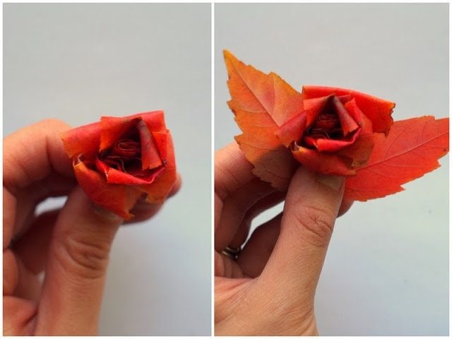 Розы из осенних листьев