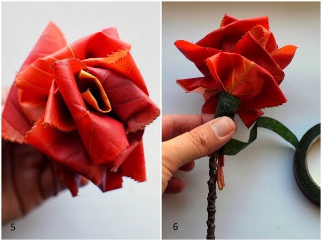 Розы из осенних листьев