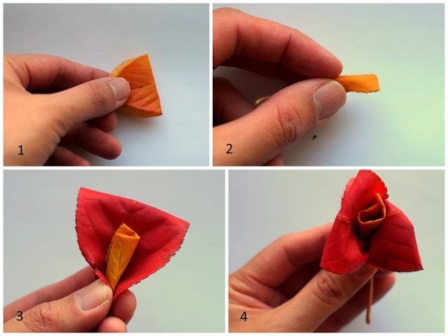 Розы из осенних листьев