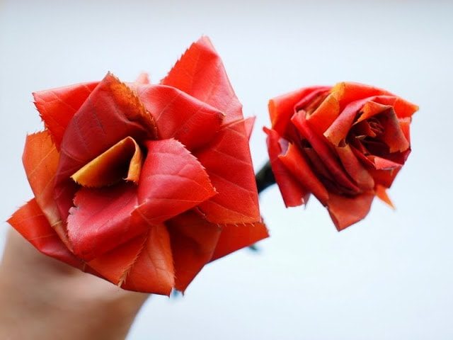 Розы из осенних листьев