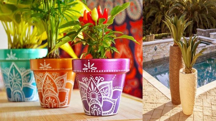 Декор горшков — фото идеи создания красивого оформления цветочных горшков