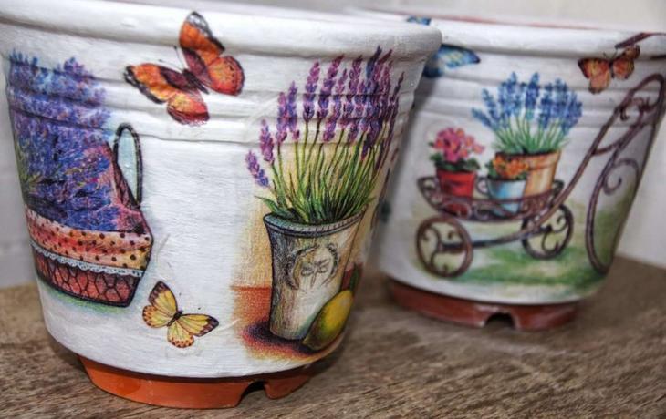 Декор горшков — фото идеи создания красивого оформления цветочных горшков