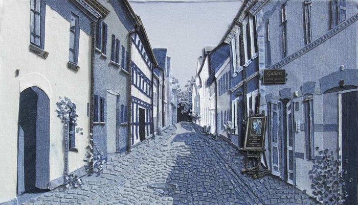 Оттенки синего. Картины из лоскутков джинсовой ткани