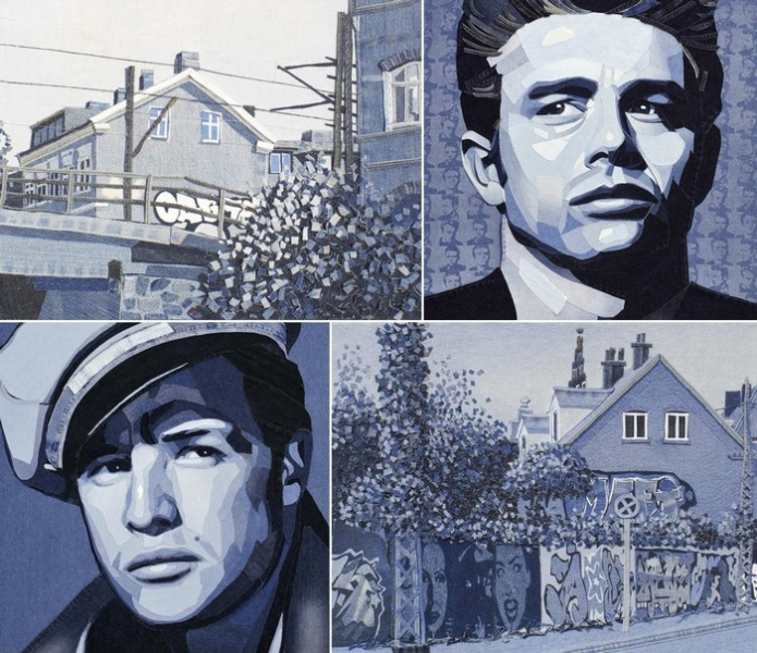 Оттенки синего. Картины из лоскутков джинсовой ткани