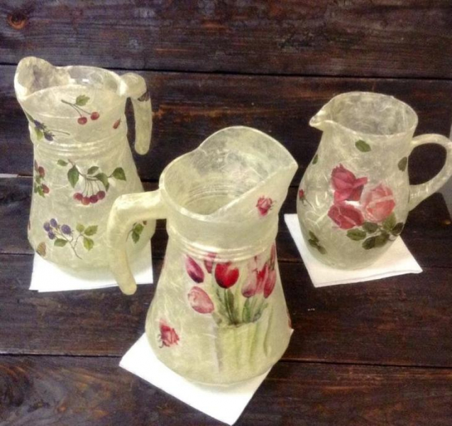 Декупаж стеклянной банки — мастер класс с пошаговой инструкцией