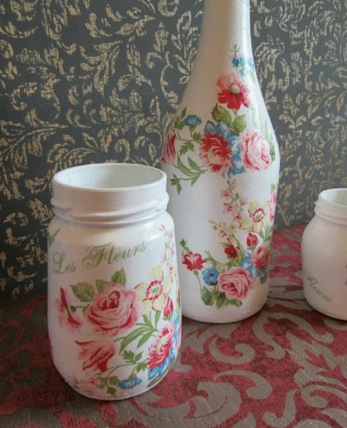 Декупаж стеклянной банки — мастер класс с пошаговой инструкцией