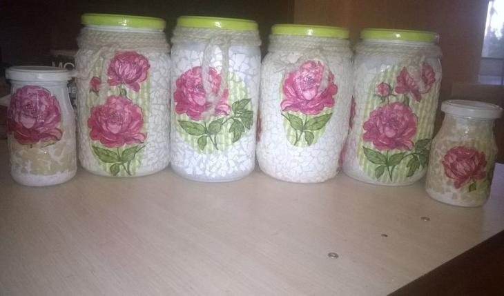 Декупаж стеклянной банки — мастер класс с пошаговой инструкцией
