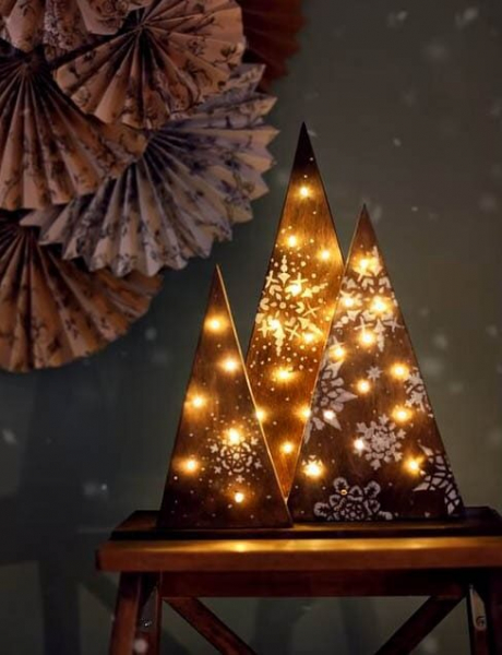 Красивая новогодняя композиция из простой деревяшки