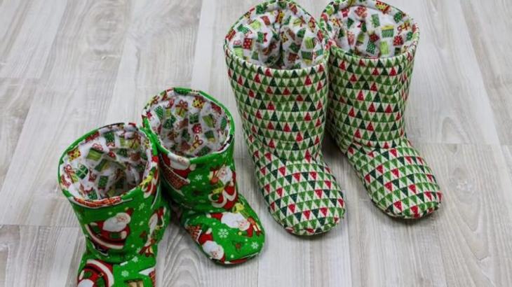 Тёплые тапочки-сапожки своими руками