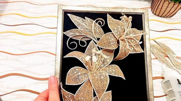 3D панно из мешковины и джута