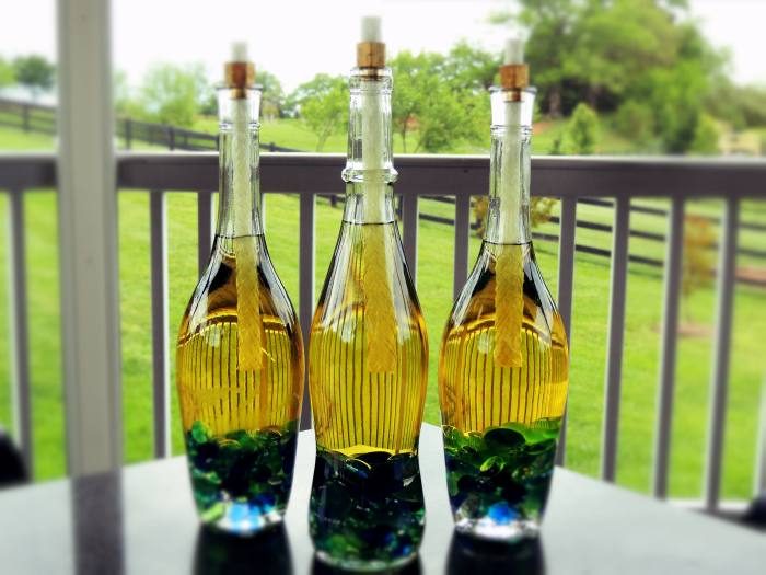 Поделки из стеклянных бутылок для вашей дачи