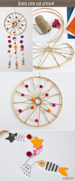 Пошаговая схема плетения ловца снов: 4 мастер-класса