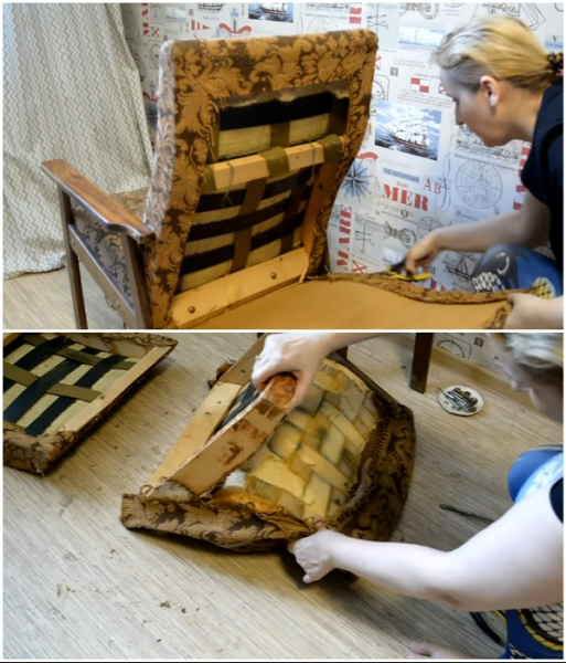 Как потрепанное советское кресло превратить в стильный предмет мебели: пошаговая переделка