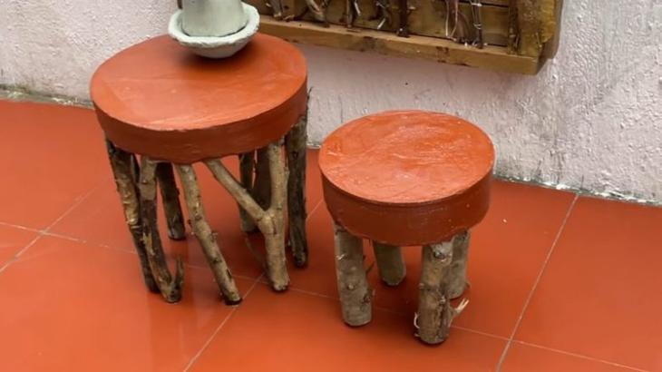 Шедевры для дачи из веток и бетона