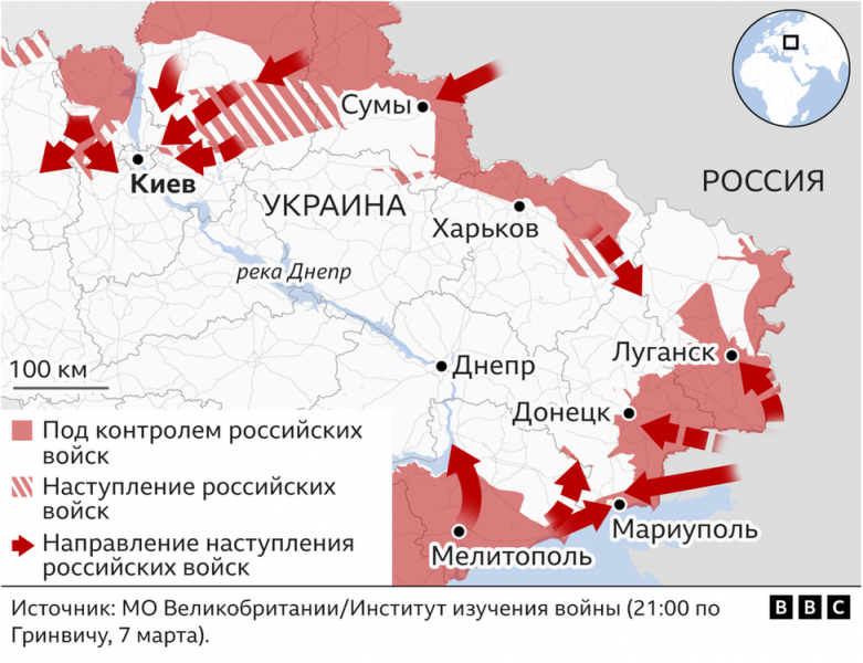 На сколько продвинулась россия на украине карта