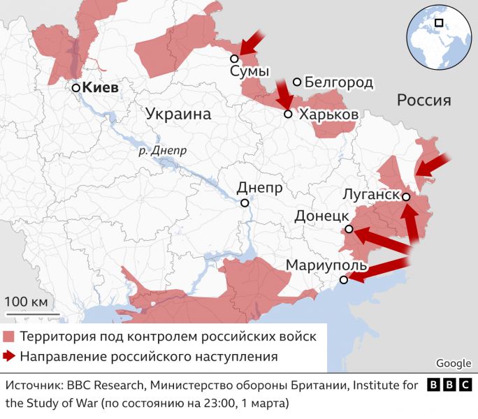 Седьмой день вторжения на Украину: страну покинул миллион беженцев. Россия впервые рассказала о потерях