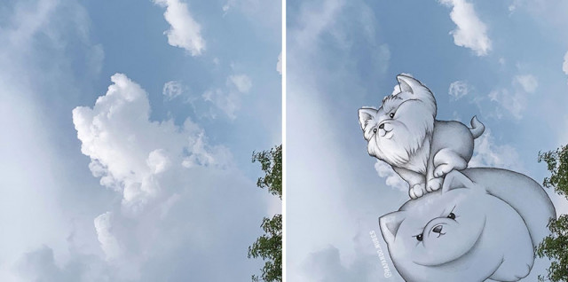 Художница создаёт рисунки, вдохновлённые формами облаков