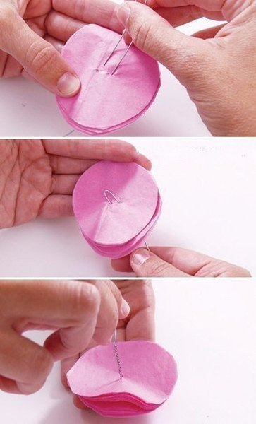 Цветочный шар из гофрированной бумаги пошагово