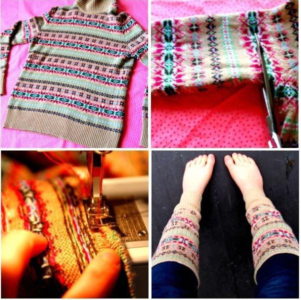 Теплые гетры из свитера