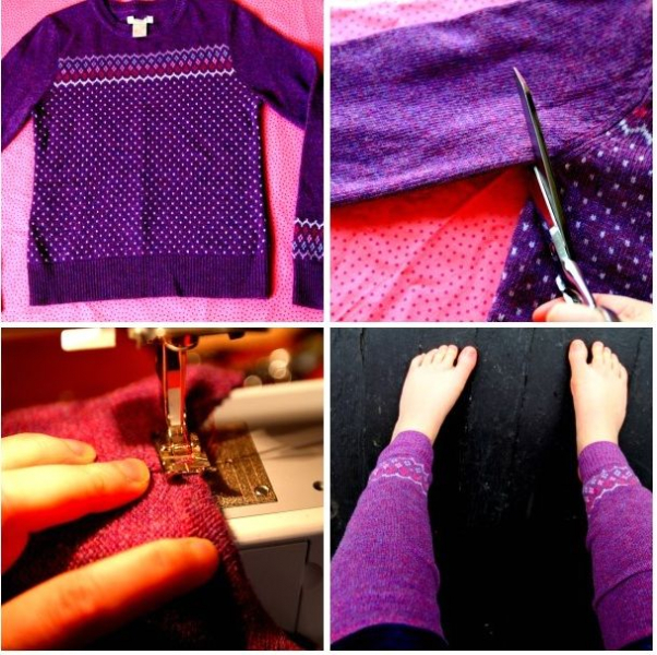 Теплые гетры из свитера