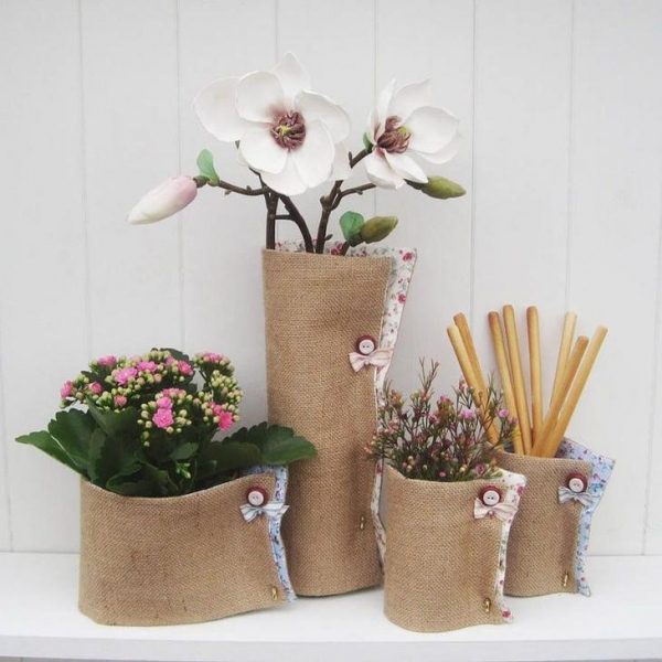 Идеи оригинальных поделок из мешковины