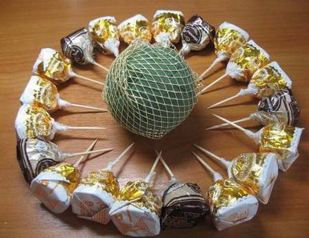 Как сделать футбольный мяч из конфет