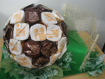 Как сделать футбольный мяч из конфет