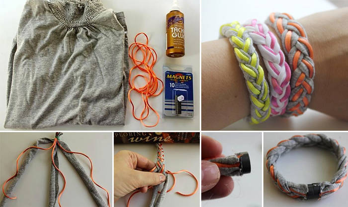 Как сделать модные браслеты из старых футболок: простой мастер-класс