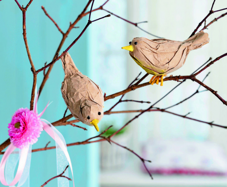 Птички из шёлковой бумаги своими руками