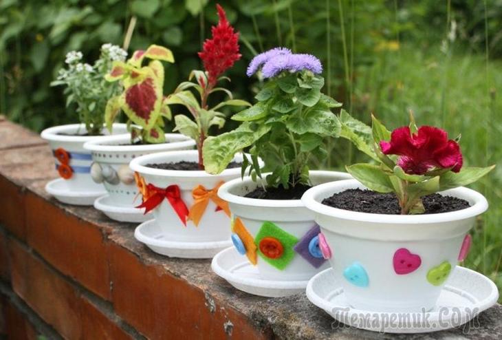 Декорируем цветочные горшки сами