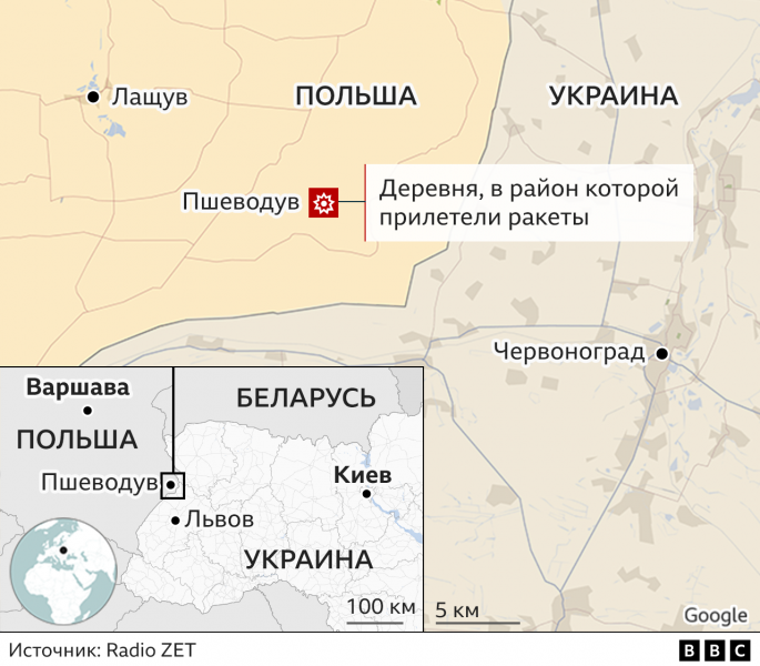 В Польше у границы с Украиной упала ракета, погибли два человека