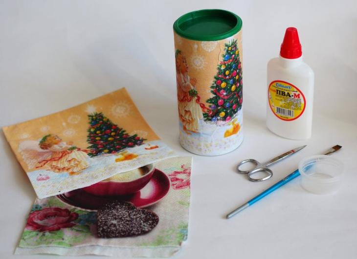 Декупаж стеклянной банки — мастер класс с пошаговой инструкцией