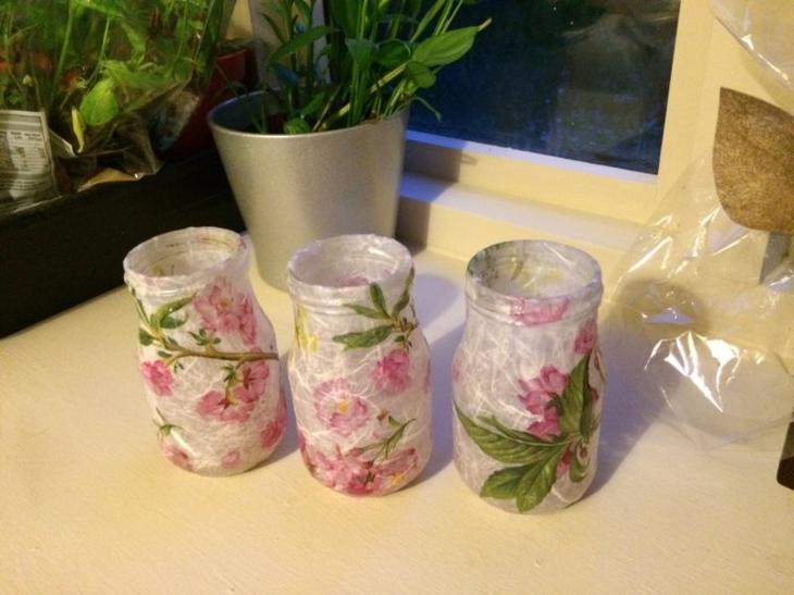 Декупаж стеклянной банки — мастер класс с пошаговой инструкцией