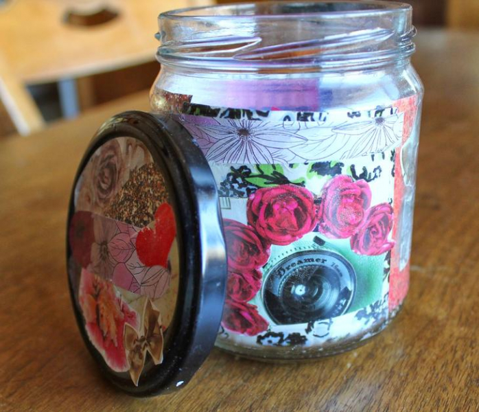 Декупаж стеклянной банки — мастер класс с пошаговой инструкцией