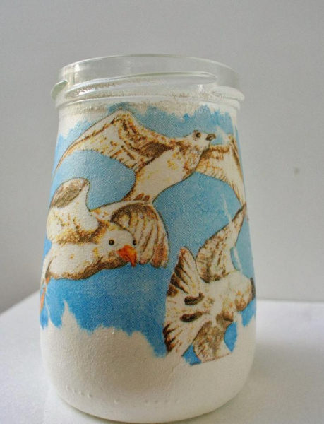 Декупаж стеклянной банки — мастер класс с пошаговой инструкцией