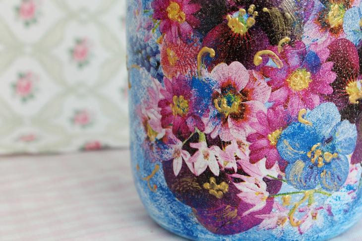 Декупаж стеклянной банки — мастер класс с пошаговой инструкцией