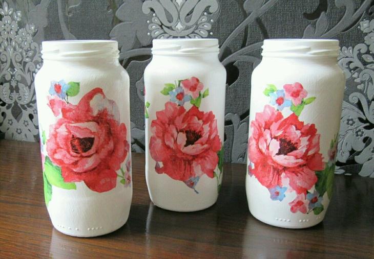 Декупаж стеклянной банки — мастер класс с пошаговой инструкцией