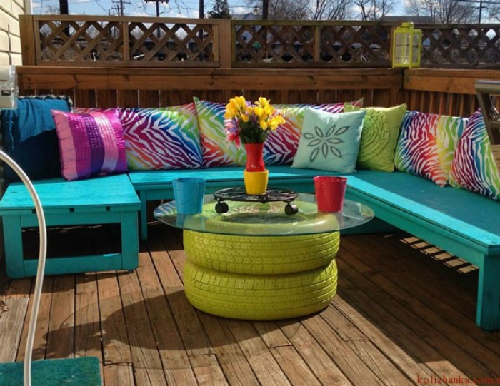 17 простых способов превращения старых шин в яркие предметы интерьера