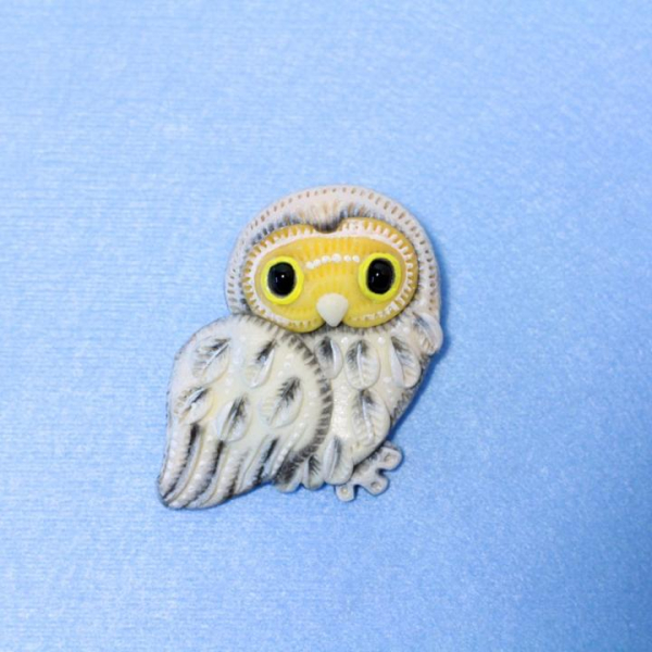 Брошь Cова Букля из полимерной глины
