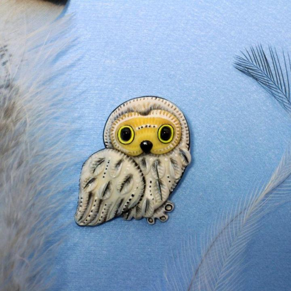Брошь Cова Букля из полимерной глины